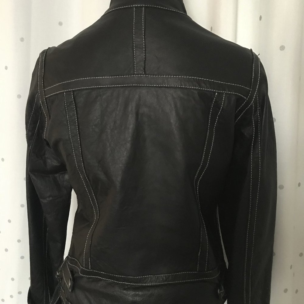 Miss Sixty Black Leather Vintage Jacket Medium - Picture 4 of 7